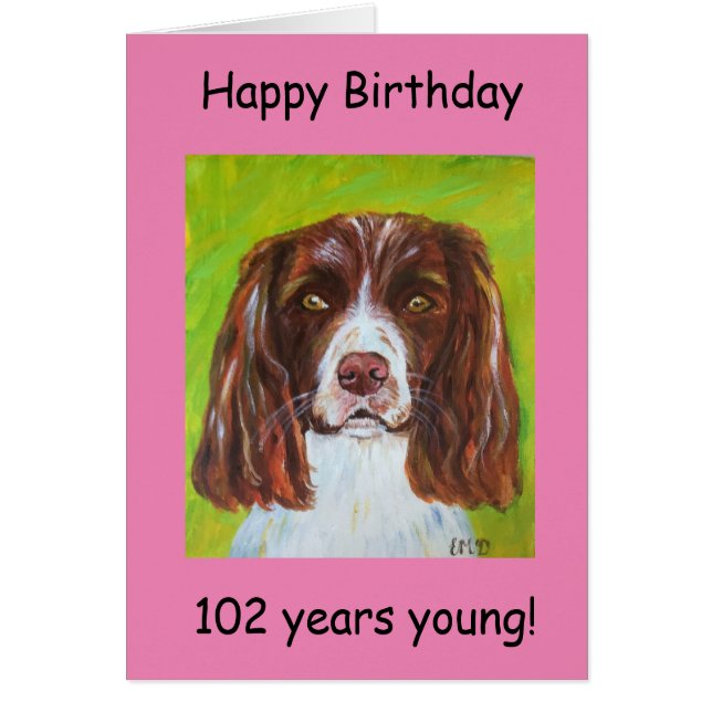 Grattis på födelsedagen 102 år unga hälsningskort (Framsidan)