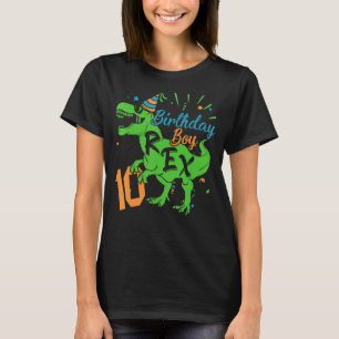 Grattis på födelsedagen 10-åriga pojken Funny Dino T Shirt