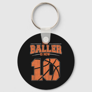 Grattis på födelsedagen 10:e året gamla basketboll nyckelring
