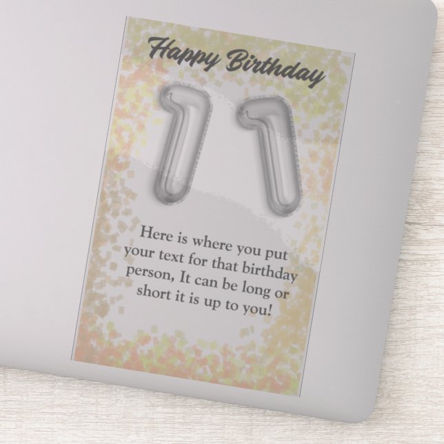 Grattis på födelsedagen 11-årig dekal (Detalj)