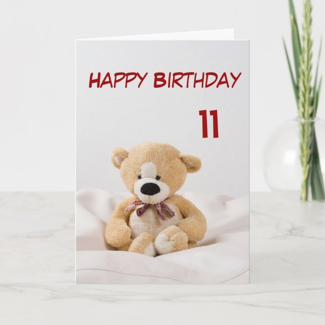 Grattis på födelsedagen 11:e Nallen Tema Kort (Framsida)