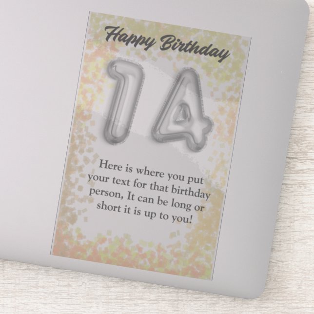 Grattis på födelsedagen 14-årig dekal (Detalj)