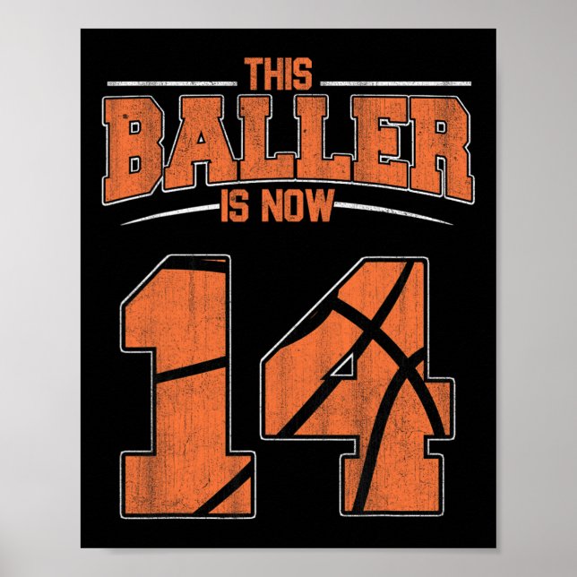 Grattis på födelsedagen 14-åriga basketbollsbojor  poster (Framsidan)
