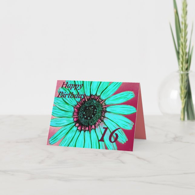 Grattis på födelsedagen 16:e födelsedagskort kort (Framsida)