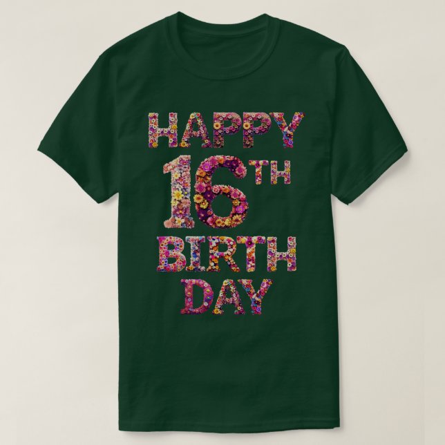 Grattis på födelsedagen 16:e t shirt (Design framsida)