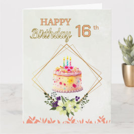 Grattis på födelsedagen 16:e tonåringar, söt flick kort