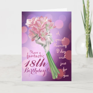 Grattis på födelsedagen! - 18:e rosa blomsterkort kort