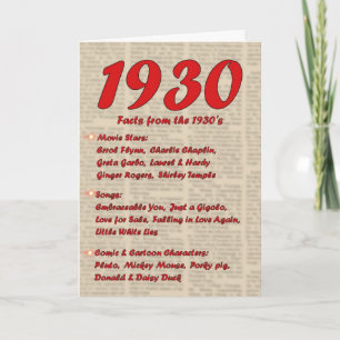Grattis på födelsedagen 1930 Födelseår 30:e tretti Kort