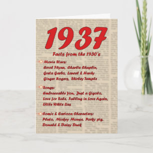 Grattis på födelsedagen 1937 Födelseår 30:e tretti Kort