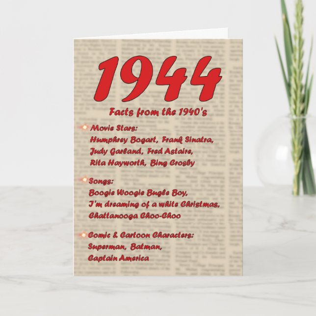 Grattis på födelsedagen 1944 år av 40-tal för kort (Framsida)