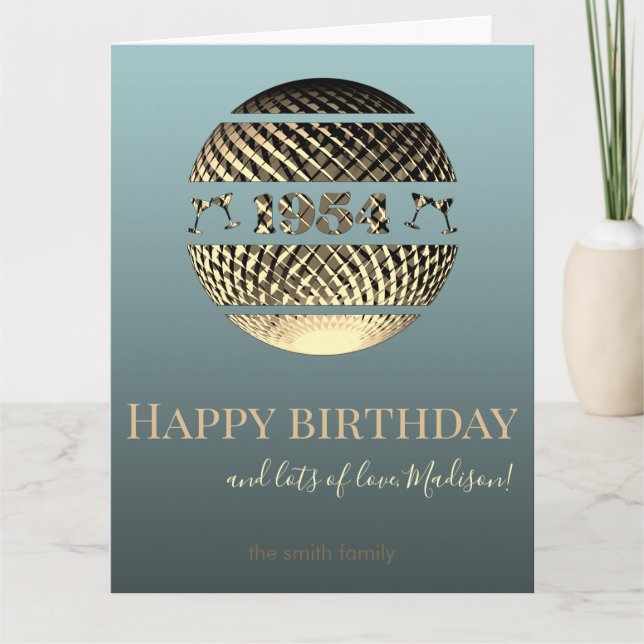 Grattis på födelsedagen 1954 guld 70:e dagen kort (Framsida)