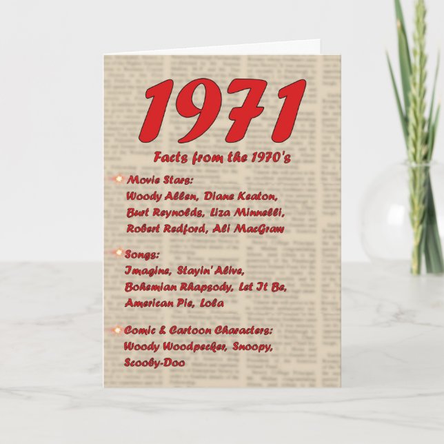 Grattis på födelsedagen 1971 Födelsedatum: 70-tale Kort (Framsida)