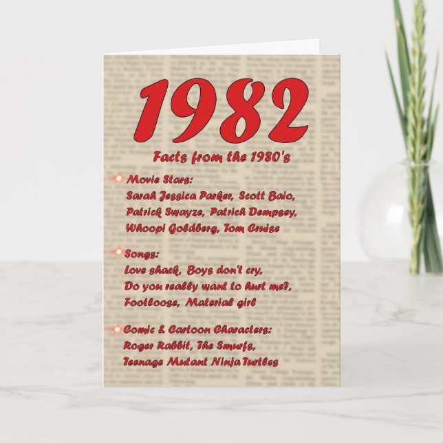 Grattis på födelsedagen 1982 år av 80-tal för kort (Framsida)