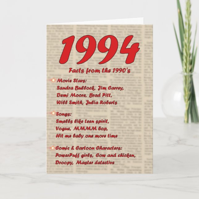 Grattis på födelsedagen 1994 Födelsedatum 90-talet Kort (Framsida)