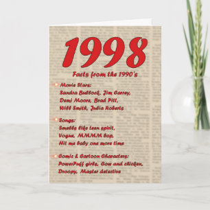 Grattis på födelsedagen 1998 Födelsedatum 90-talet Kort