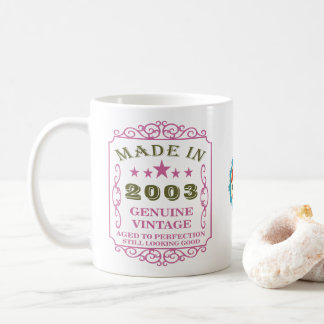 Grattis på födelsedagen 2003 Namn Vintage Rosa Kaffemugg