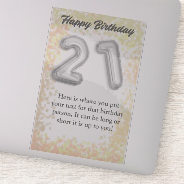 Grattis på födelsedagen 21-årig dekal (Detalj)