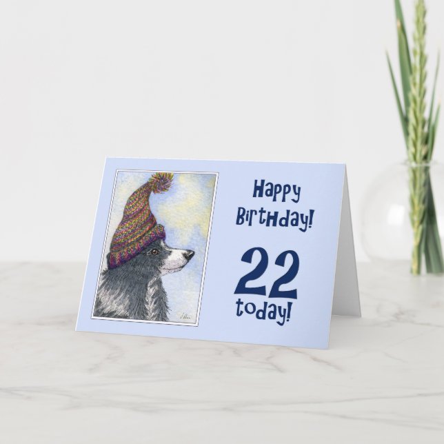 Grattis på födelsedagen, 22 i dag, gräns kollie hu kort (Framsida)