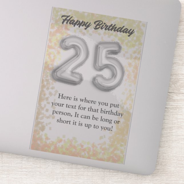 Grattis på födelsedagen 25-årig dekal (Detalj)