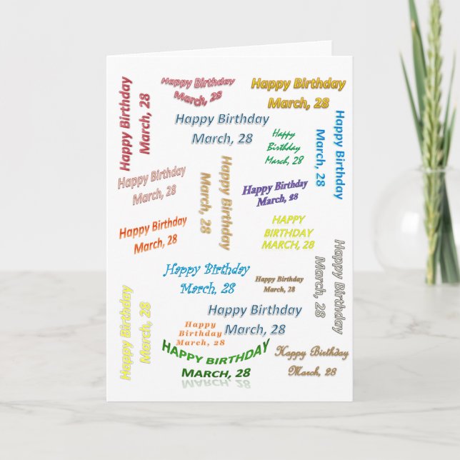 Grattis på födelsedagen 28 Mars Gratulationskort Kort (Framsida)