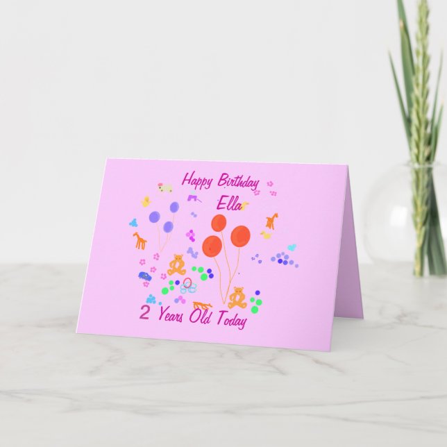 Grattis på födelsedagen 2-åring kort (Framsida)