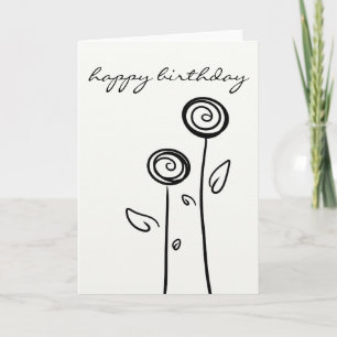 Grattis på födelsedagen 2 Flowers Simple Line Teck Kort