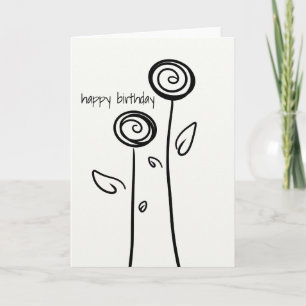 Grattis på födelsedagen 2 Flowers Simple Line Teck Kort