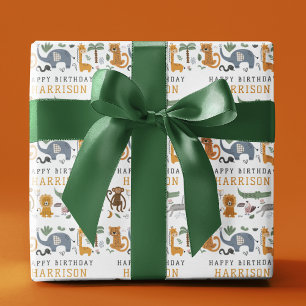 Grattis på födelsedagen 2 Vild Safari Animals Pers Presentpapper