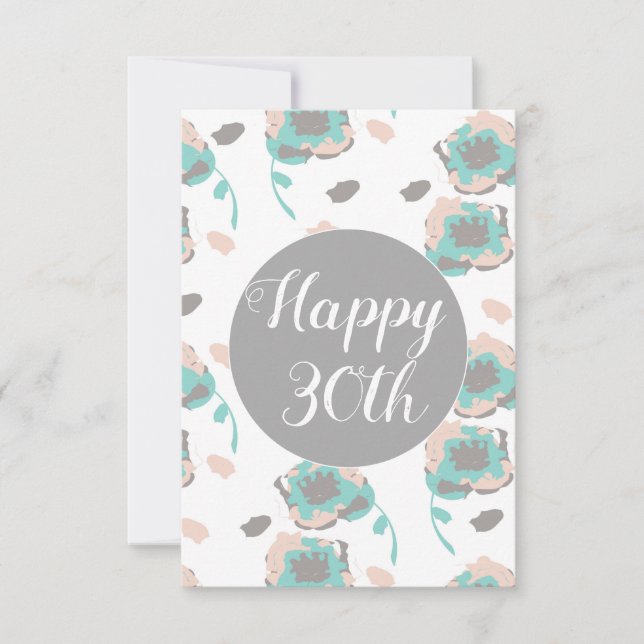 Grattis på födelsedagen 30-års 50-års 60-års blomm kort (Framsida)