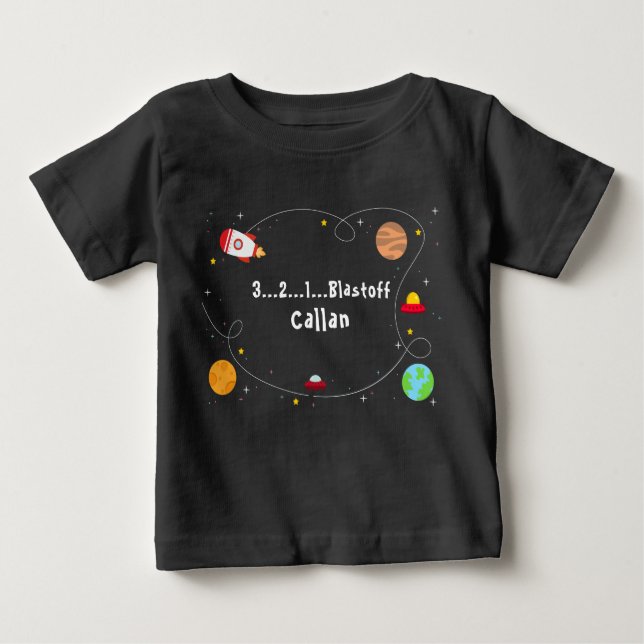 Grattis på födelsedagen 3...2...1...Blastoff T-Shi T Shirt (Framsida)