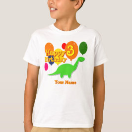 Grattis på födelsedagen 3 år Balloon Dinosaur Shir T-shirt