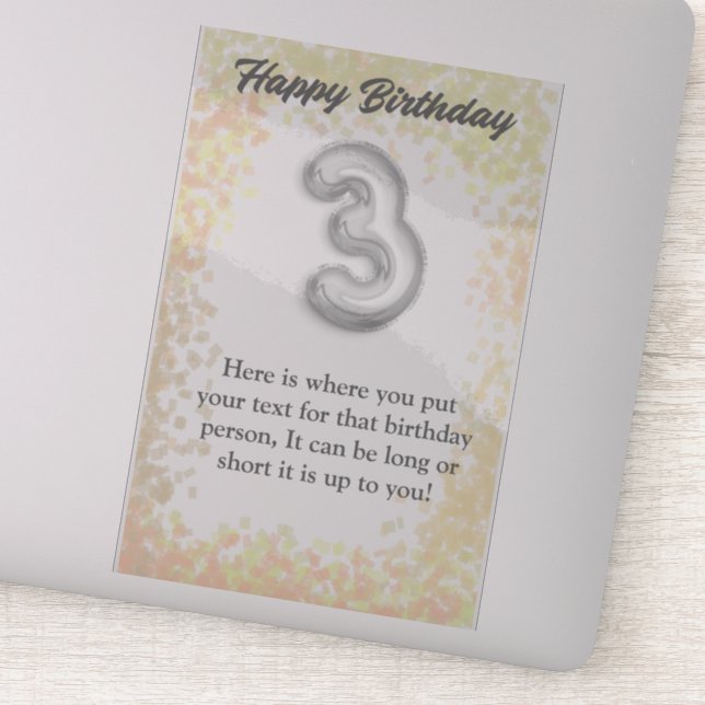 Grattis på födelsedagen 3-årig dekal (Detalj)