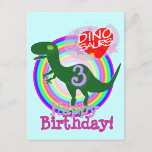 grattis på födelsedagen 3-års T-Rex Dino-vykort Vykort