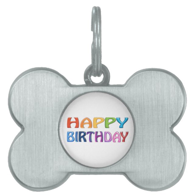 GRATTIS PÅ FÖDELSEDAGEN - 3D-liknande färggips för ID-bricka Husdjur (Framsidan)