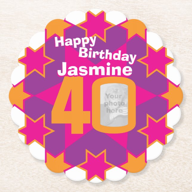 Grattis på födelsedagen 40:e namn och pappra under underlägg papper (Framsida)