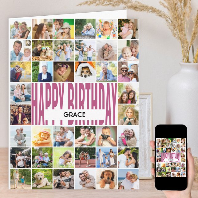 Grattis på födelsedagen 40 Photo Collage Personlig Kort (Skapare uppladdad)
