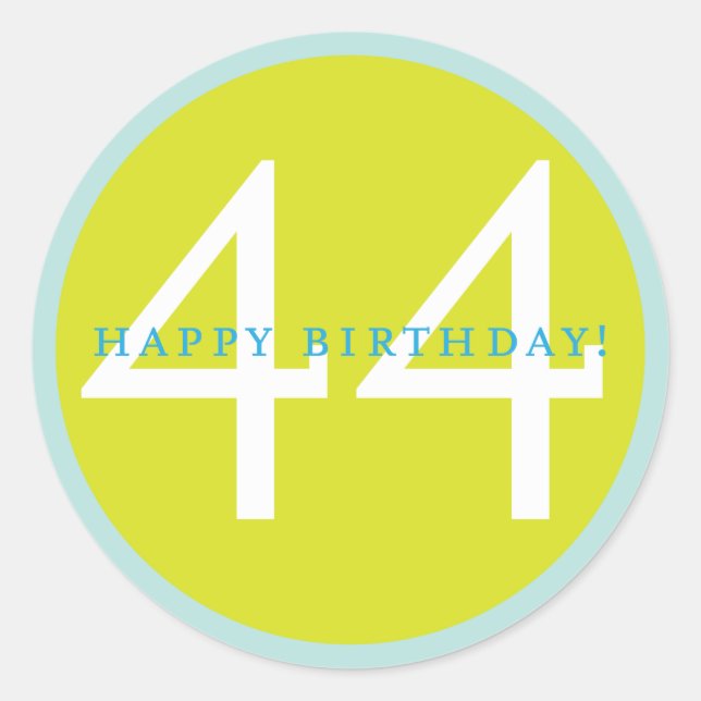 Grattis på födelsedagen 44! runt klistermärke (Framsida)