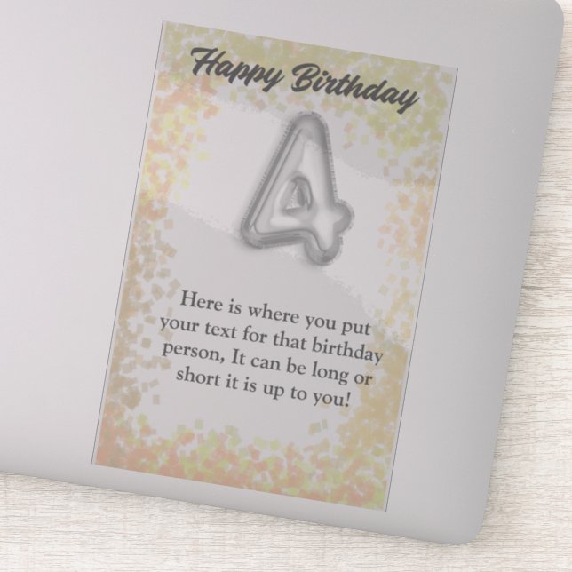 Grattis på födelsedagen 4-årig dekal (Detalj)
