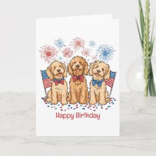 Grattis på födelsedagen 4 juli Goldendoodle Hundar Kort