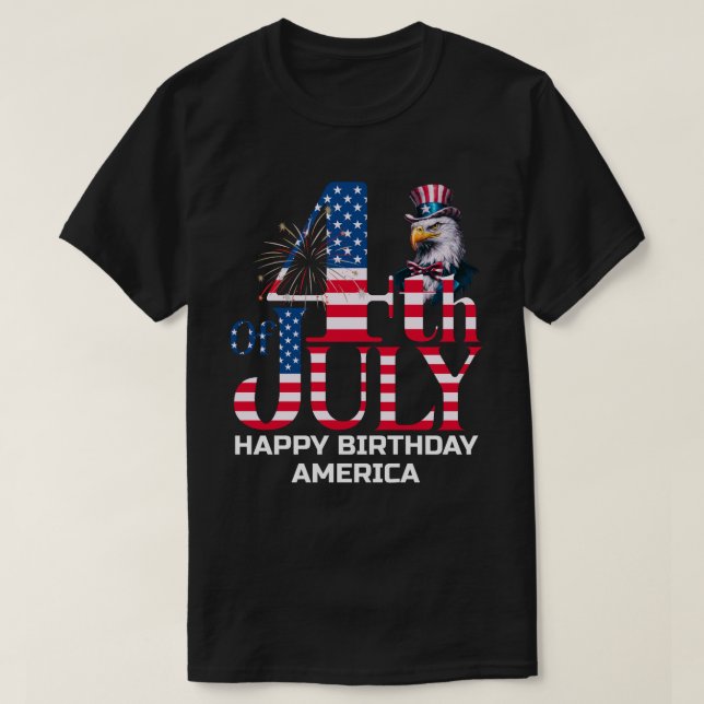 Grattis på födelsedagen - 4 juli t shirt (Design framsida)