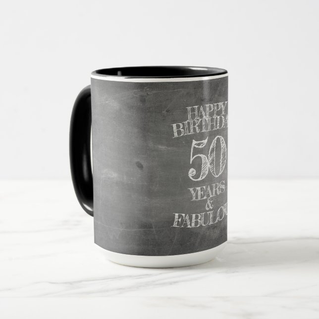 Grattis på födelsedagen - 50 år & Fabulous Mugg (Framsida vänster)