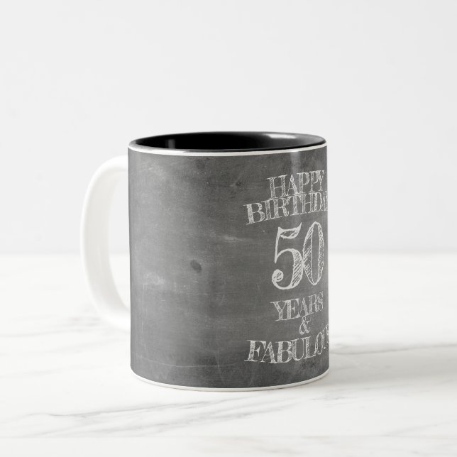 Grattis på födelsedagen - 50 år & fantastisk Två-Tonad mugg (Framsida vänster)