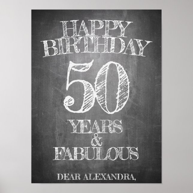 Grattis på födelsedagen - 50 år och fantastisk poster (Framsidan)