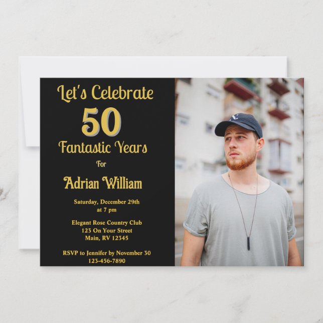 Grattis på födelsedagen 50 års foto 50 Party Inbjudningar (Framsida)