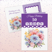 Grattis på födelsedagen 50 i dag blommor lila