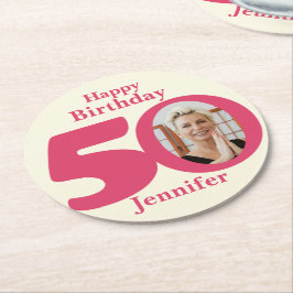 Grattis på födelsedagen 50 namn och pappra underlä underlägg papper rund