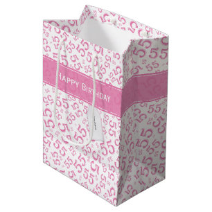 Grattis på födelsedagen 55 Mönster Rosa/vit