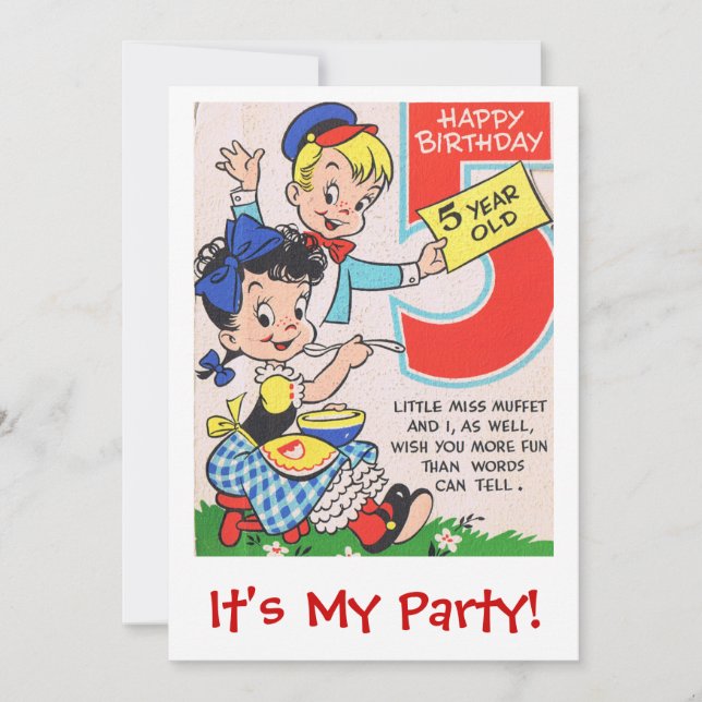 Grattis på födelsedagen 5 år gammal aptit inbjudningar (Framsida)