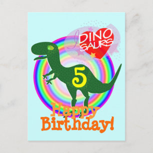 Grattis på födelsedagen 5 år T-Rex Dino-vykort Vykort