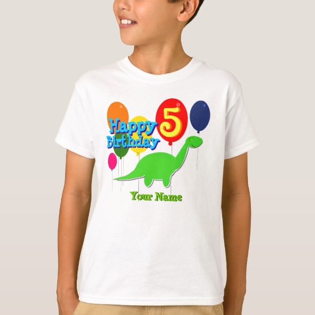 Grattis på födelsedagen 5-åriga ballonger Dino T-S T-shirt (Framsida)